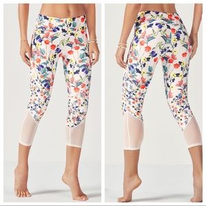 Fabletics Print High Waisted Sheer Panel Leggings
